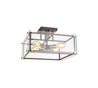Madison 4 Light Semi-Flush Ceiling Light - Matt Black with Clear Glass