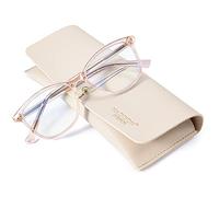 Madison Avenue Square Vintage TR90 Blue Light Blocking Reading Glasses for Women with Case, Anti Glare/Eyestrain Computer Readers Transparent Brown 2.0