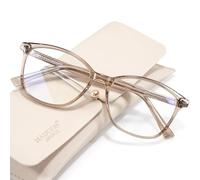 Madison Avenue Square Vintage TR90 Blue Light Blocking Reading Glasses for Women with Case, Anti Glare/Eyestrain Computer Readers Coffee Brown +4.0