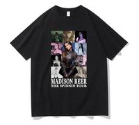 Madison Beer Tour T Shirts Funny Men/women Sweatshirt Vintage Summer Cotton Tops Harajuku Short Sleeve T Shirt XS-3XL-Black||M