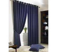 Madison Dobby Jacquard Pattern Lined Readymade Eyelet Ring Top Curtains Tiebacks