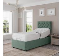 Madison Electric Adjustable Bed Set Fabric Pocket Sprung Mattress Chesterfield Headboard Zaye Living Green Small Single