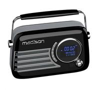 Madison - FREESOUND-VR40BK-DAB - Vintage DAB+ Radio on Long Battery - DAB+, FM, Bluetooth & USB - Rear Subwoofer - Gloss Black - Vintage, Nostalgia, Retro