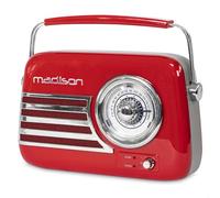 Madison - FREESOUND-VR40R - Vintage 30W long life battery radio with Bluetooth, USB and FM - Red