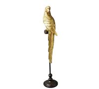 Madison & Mayfair Art Deco Gold Parrot Statue Mounted on a Black Stand