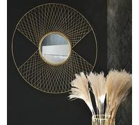 Madison & Mayfair Art Deco Round Mirror With Gold Metal Frame