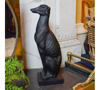 Madison & Mayfair Art Deco Sitting Black Greyhound On Plinth Ornament