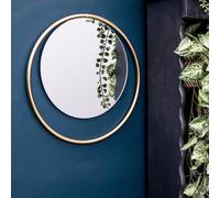 Madison & Mayfair Art Deco Style 37Cm Round Mirror With A Gold Circular Frame