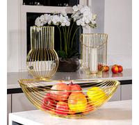 Madison & Mayfair Art Deco Style Large Wire Bowl - Gold