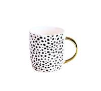 Madison & Mayfair Black and White Cheetah Print Ceramic Mug with Gold Handle