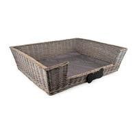 Madison & Mayfair Extra Large Dog Basket with Padded Bed with Chalk Board Personalisation - Grey Wicker for Extra Large Breeds - H25cm x W93cm x D75cm