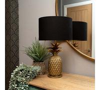 Madison & Mayfair Glamorous Pineapple Gold Base Lamp With Black And Gold Shade