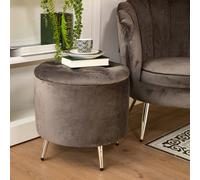 Madison & Mayfair Grey Darcy Velvet Ottoman Stool With Silver Legs