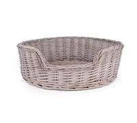 Madison & Mayfair Grey Wicker Dog Basket for Dogs, Spacious Pet Bed with Strong Construction, Natural Woven Material, L70cm x W70cm x H21cm