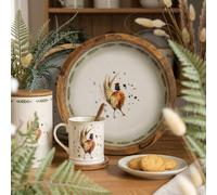 Madison & Mayfair Round Mango Wood Tray with Luxe Pheasant Enamel Design in White Madison & Mayfair White