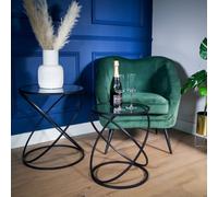 Madison & Mayfair Set of 2 Black Criss Cross Tables with Glass Top Madison & Mayfair Black