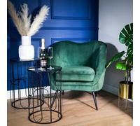 Madison & Mayfair Set Of 2 Black Wavy Wire Tables With Glass Top