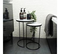 Madison & Mayfair Set Of Two Marble Black Modern Minimalist Side Tables