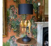 Madison & Mayfair Trio Parrots Lamp: Black Gold Base With Matching Shade