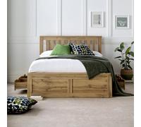 Madison Oak Finish 4 Drawer Wooden Compact Double Bed Frame Only