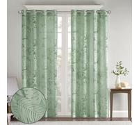 Madison Park 1 Piece Transparent Window Curtain for Living Room, Burnt Palm Leaf Pattern, Light Bedroom Curtains Home Window Curtains with Grommets, Machine Washable,
