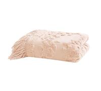 Madison Park 100% Cotton Tufted Chenille Design With Fringe Tassel Luxury Elegant Chic Lightweight, Breathable Cover, Luxe Cottage Room Décor Summer Blanket, 50" x 60", Blush