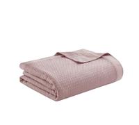 Madison Park 100% Egyptian Cotton Lightweight Summer Blanket, Breathable Waffle Knit Design, Soft Cozy All-Season Throw for Bed, Couch or Sofa, Rose King Size (108"x90")