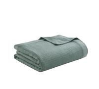 Madison Park 100% Egyptian Cotton Lightweight Summer Blanket, Breathable Waffle Knit Design, Soft Cozy All-Season Throw for Bed, Couch or Sofa, Teal Full/Queen Size (90"x90")