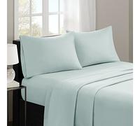 Madison Park 3M Microcell Color Fast, Wrinkle and Stain Resistant, Soft Sheets with 16" Deep Pocket All Season, Cozy Bedding-Set, Matching Pillow Case, Twin, Seafoam