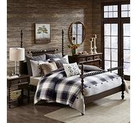 Madison Park All Season Bedding Combo Filled Insert and Removable Duvet Cover, Matching Shams, Decorative Pillows, Cotton, Urban Cabin, Plaid Brown, Queen
