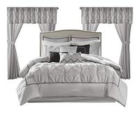 Madison Park All Season Bedding, Matching Curtains, Decorative Pillows, Microfiber, Grey, Queen