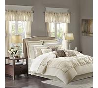 Madison Park All Season Bedding, Matching Curtains, Decorative Pillows, Polyester, Ivory, Queen