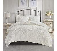 Madison Park All Season Bedding Set, Matching Shams, Cotton, Viola, Damask White, King/Cal King (104" x 92")