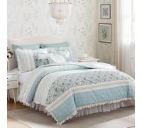 Madison Park All Season Down Alternative Bedding, Matching Shams, Bedskirt, Decorative Pillows, Cotton, Aqua, King