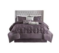 Madison Park All Season Down Alternative Bedding with Matching Shams, Decorative Pillow, Polyester, Plum, Queen(90"x90")