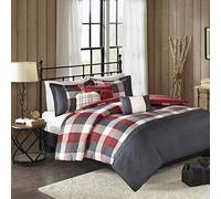 Madison Park All Season Down Alternative Cozy Bedding with Matching Bedskirt, Shams, Decorative Pillow, Polyester, Red, Queen(90"x90")
