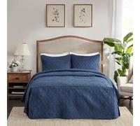 Madison Park All Season, Lightweight, Bedding Set, Matching Shams, Microfiber, Navy, Queen