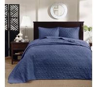 Madison Park All Season, Lightweight Coverlet Bedspread Bedding Set, Matching Shams, Microfiber, Navy, King(120"x118")
