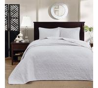 Madison Park All Season, Lightweight Coverlet Bedspread Bedding Set, Matching Shams, Microfiber, White, King