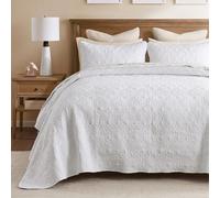 Madison Park All Season, Lightweight Coverlet Bedspread Bedding Set, Matching Shams, Microfiber, White, King(120"x118")