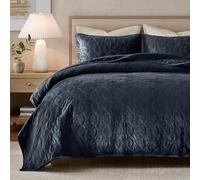 Madison Park All Season, Lightweight Coverlet, Cozy Bedding, Matching Shams, Polyester, Navy, Full/Queen (90 in x 90 in)
