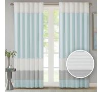 Madison Park Amherst Faux Silk Rod Pocket Curtain with Privacy Liner for Living Room, Window Curtains for Bedroom and Dormitory, 50 x 84, Aqua