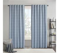 Madison Park Anaheim Plaid Blackout Curtain for Living Room/Bedroom, 1 Single Panel, Thermal Insulated Fleece Lined Drape with Rod Pocket, 50 x 95 inch, Denim Blue