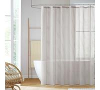 Madison Park Anna Sheers Shower Curtain, Textured Striped Accent Design, Modern Mid-Century Bathroom Decor, Machine Washable, Fabric Privacy Screen 72x72, Grey