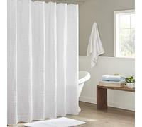 Madison Park Arlo 100% Cotton Shower Curtain, Texture Waffle Weave Design 800 GSM Hotel Quality, Soft Trendy Bathroom Décor, Machine Washable, Bathtub Fabric Privacy Screen, 72" x 72", White