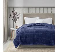 Madison Park Box Quilting, Reversible, Soft All Season, Lightweight Summer Cover, for Bed, Couch and Sofa, Microfiber, Navy, Twin/Twin XL (66 in x 90 in)