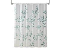 Madison Park Cecily Shower Curtain, Luxurious Botanical Leaf Print, Modern Serene Bathroom Décor, Machine Washable Bath Privacy Screen, 72x72, Seafoam