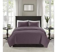 Madison Park Cotton Filled Lightweight Coverlet Bedspread Bedding, Shams, Purple, Full/Queen