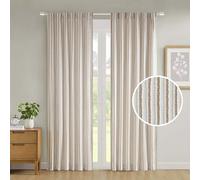 Madison Park Curtain Window Cationic Dye Clipped Jacquard Design Farmhouse Window Curtain, Light Blocking Living Room Drape for Bedroom, 1-Single Panel Pack Fits 1.25" Rod, Taylor, 50x84 Natural