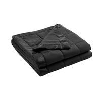 Madison Park Double Size Blanket, Ultra-Soft Microfiber Blanket, Box Quilting with Satin Bond, All-Season and Light, for Bed, Couch and Sofa, Double, Black